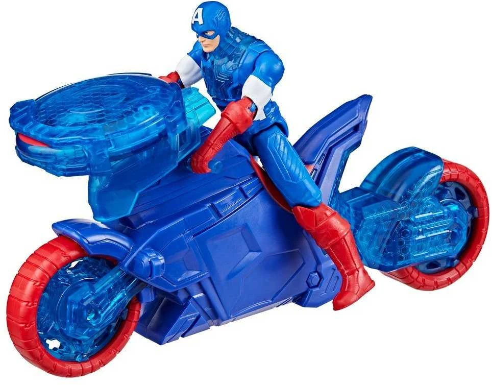 Hasbro AVENGERS Kapitono Amerikos skydus šaudantis motociklas, 10 cm