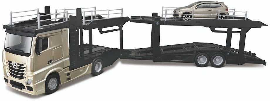BBURAGO 1/43 Street Fire auto vilkikas Mercedes Benz Actros su automobiliu, asort., 18-31458