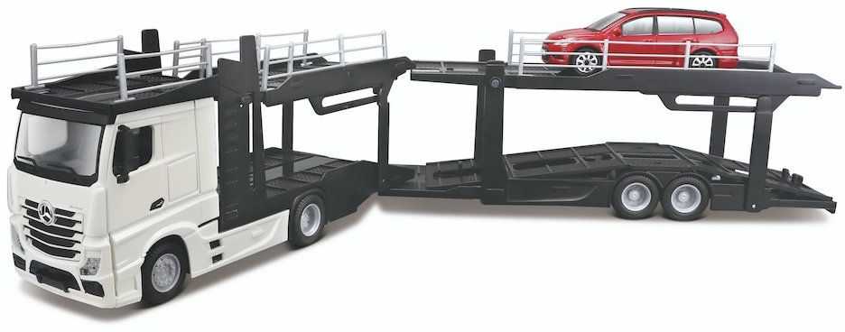 BBURAGO 1/43 Street Fire auto vilkikas Mercedes Benz Actros su automobiliu, asort., 18-31458
