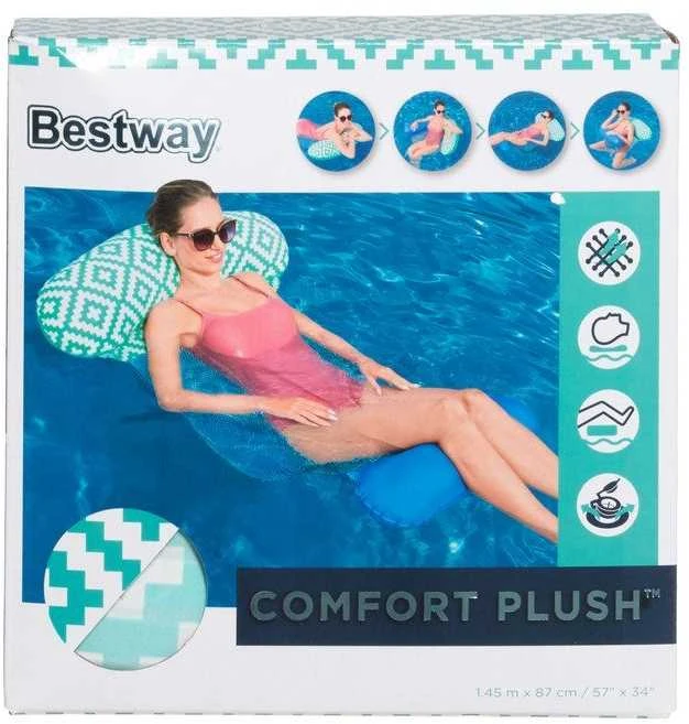 Bestway plaukimo kėdė gultas vandens hamakas Comfort Plush 145x87 cm 43555