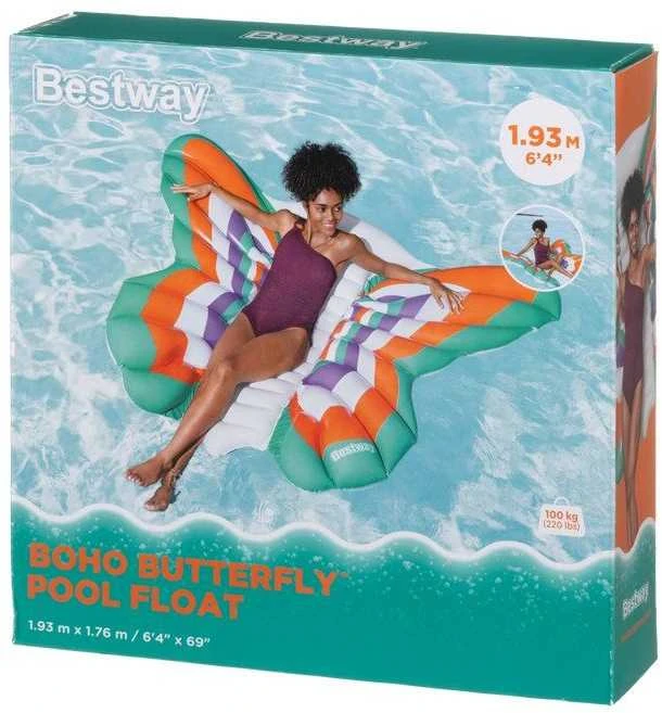 Bestway Pripučiamas paplūdimio čiužinys - didelis vandens gultas BUTTERFLY 193x176cm 43963