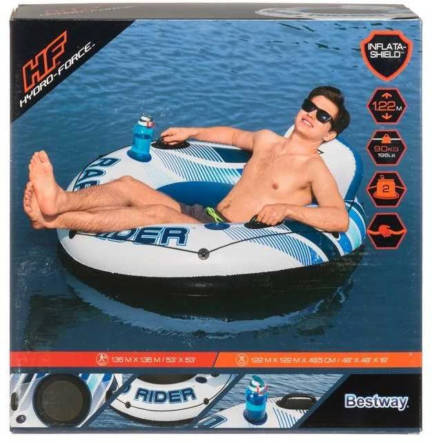 Bestway „Hydro-Force Rapid Rider“ viengubas upės pripučiamas čiuožykla 1,22 m, daugiaspalvis, plūduriuojantis čiuožykla, raštas, berniukams/mergaitėms, 90 kg, EN ISO 25649