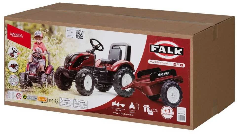 FALK Raudonasis Valtra S4 pedalinis traktorius su priekaba nuo 3 metų amžiaus