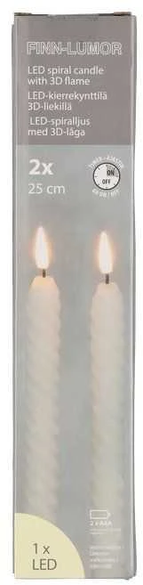 Finnlumor LED Spiralinė kūginė žvakė 3D liepsna 25 cm 2 vnt
