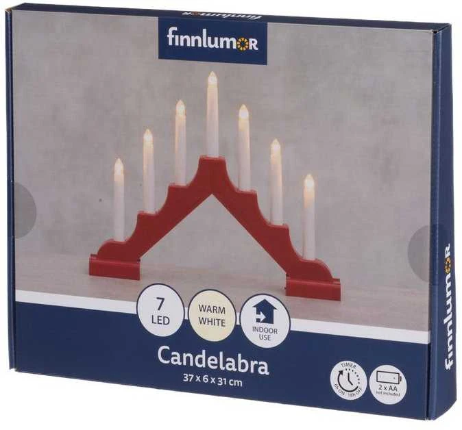 Finnlumor Žvakidė "Candlelabra" 7 rankų "Birgitta" raudona