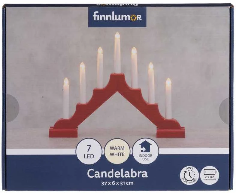 Finnlumor Žvakidė "Candlelabra" 7 rankų "Birgitta" raudona