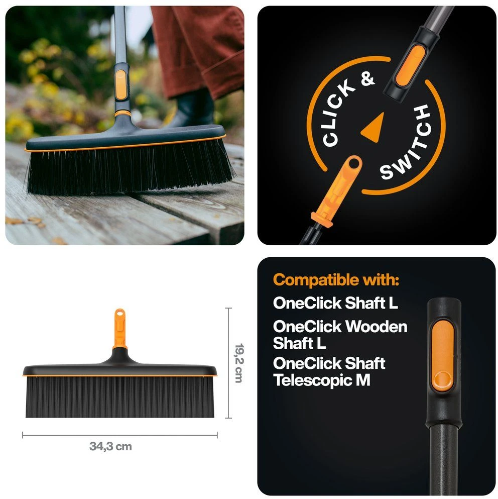 Lauko šluota Fiskars OneClick 1080700, 340 mm, be koto