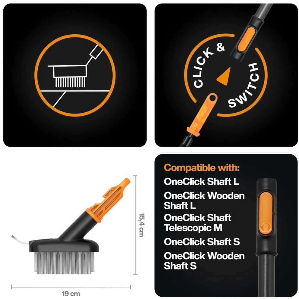 Lauko šepetys Fiskars OneClick 1080697, 190 mm, be koto