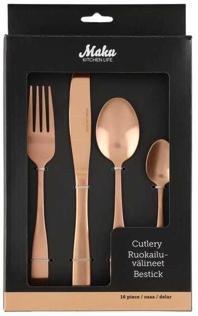 Stalo įrankių rinkinys Maku Kitchen Life, rožinio aukso spalvos, 16 vnt.