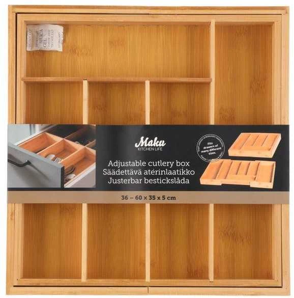 Maku bambukinis dėklas į stalčių 36-60x35x5cm