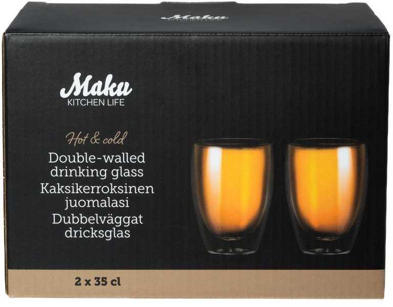 Dvigubo stiklo stiklinės 2vnt, 350ml gintaro spalva MAKU