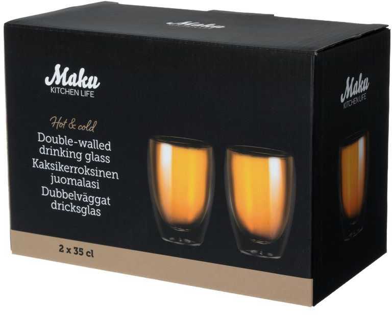 Dvigubo stiklo stiklinės 2vnt, 350ml gintaro spalva MAKU