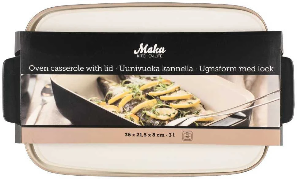 Kepimo indas Maku keramikinis su dangčiu, 3l, 36×21,5 cm