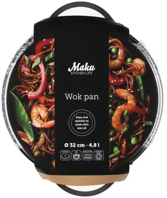Maku keptuvė Wok 32cm su dangčiu