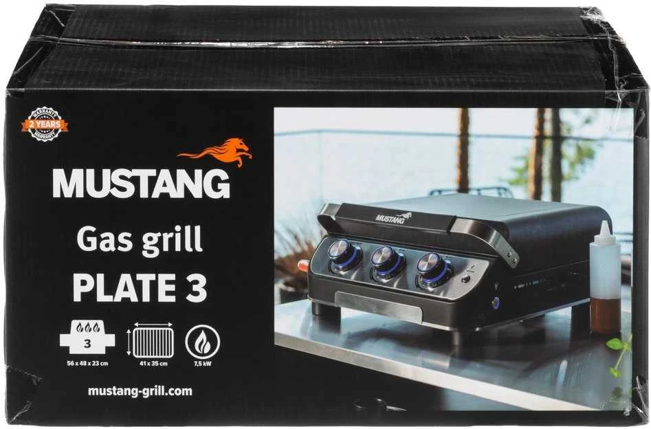 Mustang "Plate 3" Dujinis lauko grilis su trimis degikliais, 56 x 48 x 23 cm
