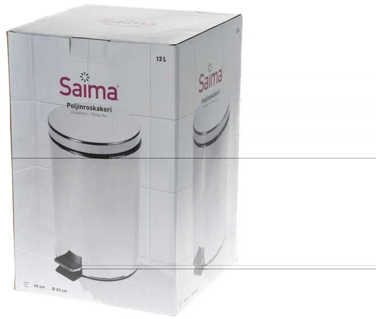 Šiukšlių dėžė SAIMA, su pedalu, 12 L, sidabro sp.