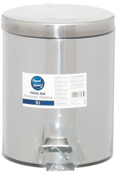 Šiukšlių dėžė SAIMA, su pedalu, 5 L, sidabro sp.