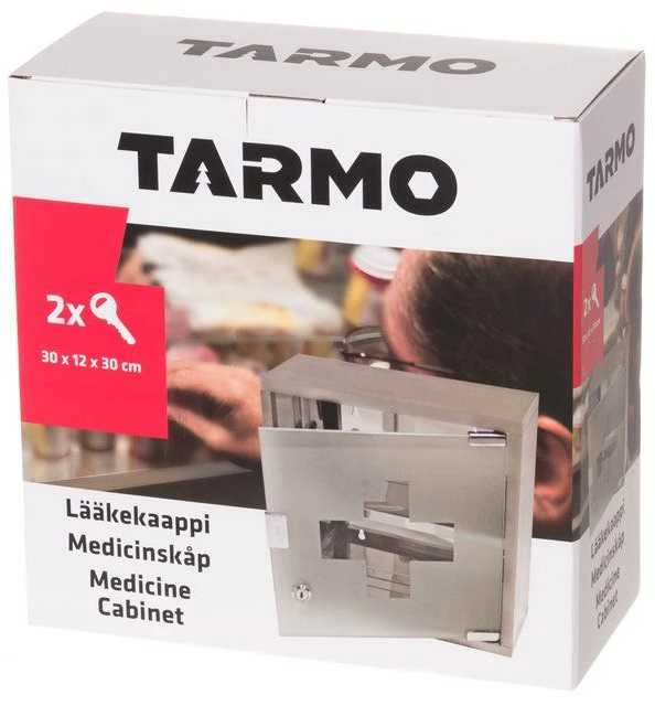 Tammer Brands Metalinė pirmosios pagalbos spintelė su stiklinėmis durelėmis, pilka sp.