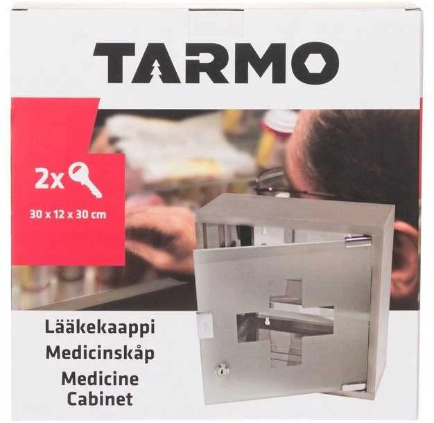 Tammer Brands Metalinė pirmosios pagalbos spintelė su stiklinėmis durelėmis, pilka sp.