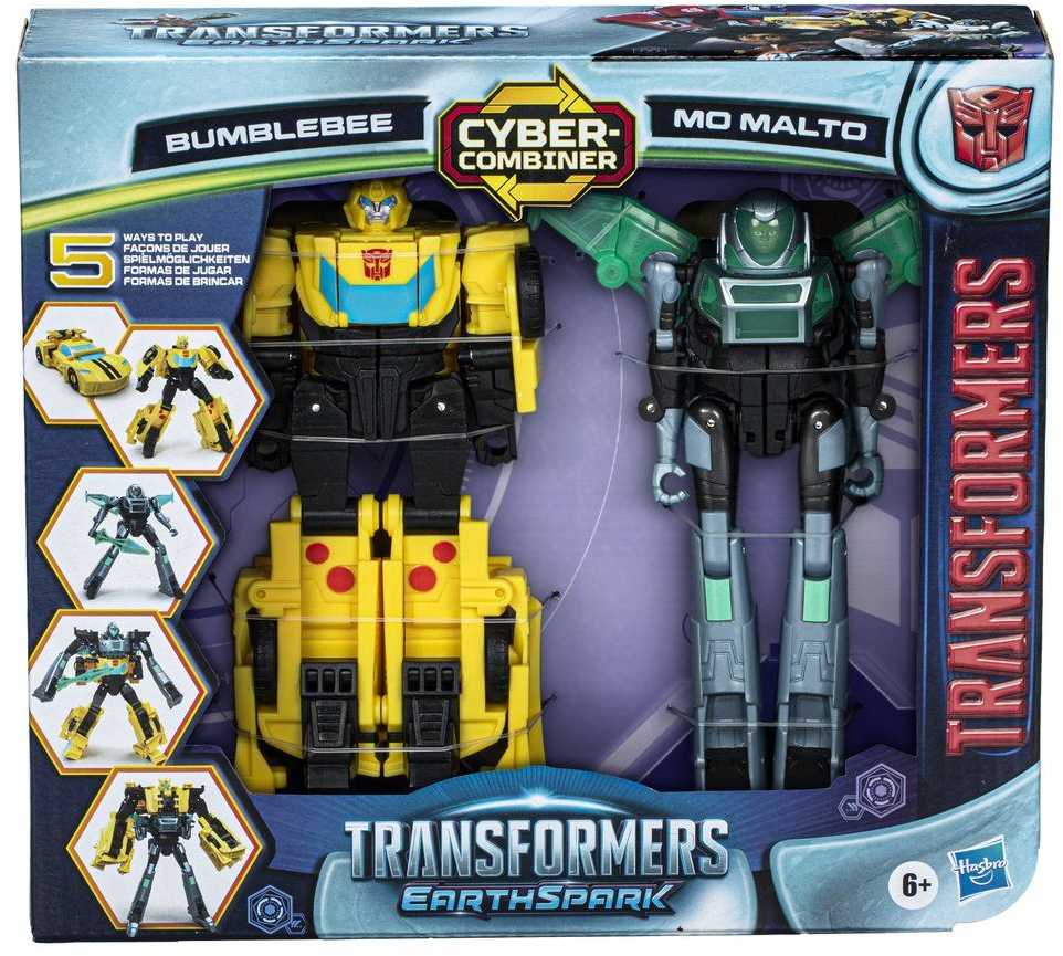 Transformers EarthSpark Cyber-Combiner Bumblebee ir Mo Malto veiksmo figūrėlės