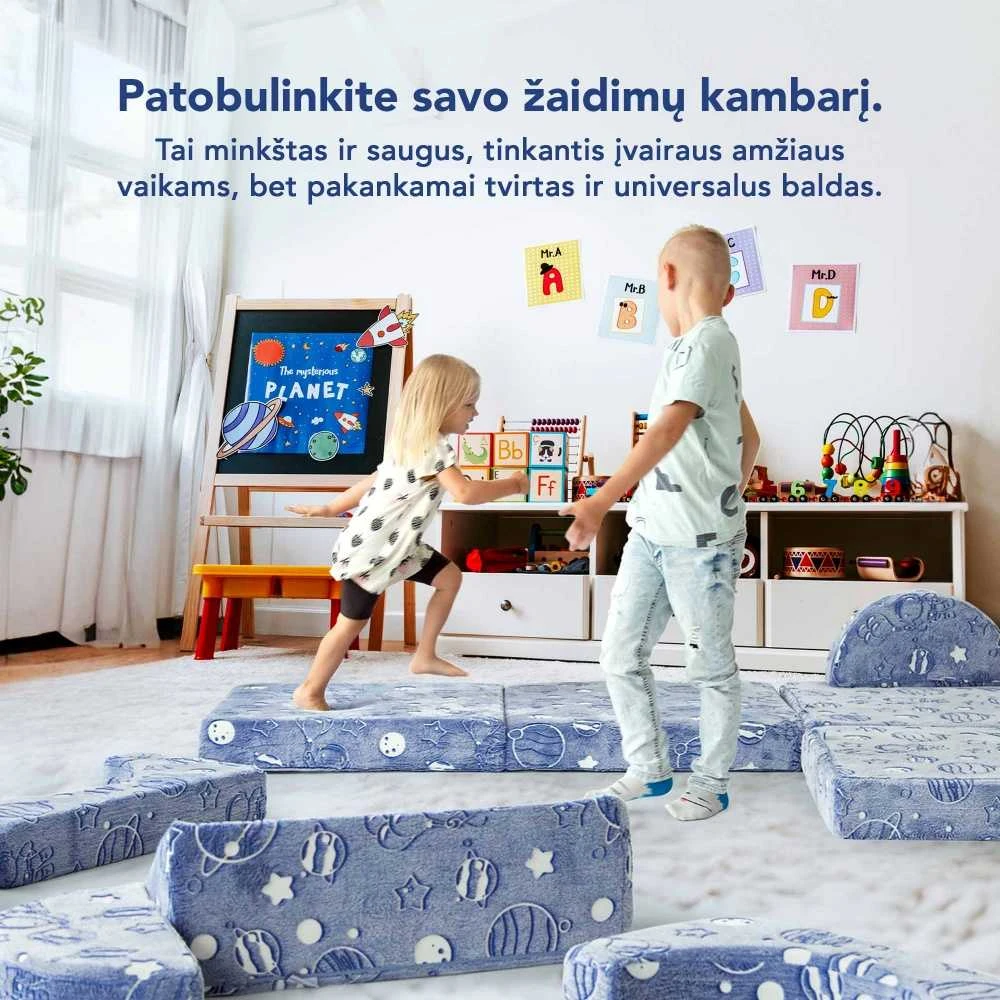 10 dalių modulinė sofa vaikams