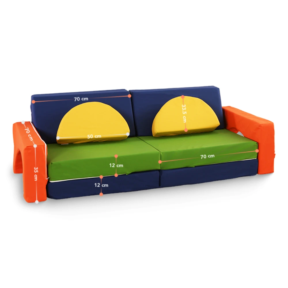 10 dalių modulinė sofa vaikams Eko oda, Įvairiaspalvė