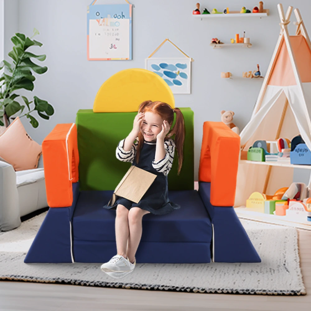 10 dalių modulinė sofa vaikams Eko oda, Įvairiaspalvė