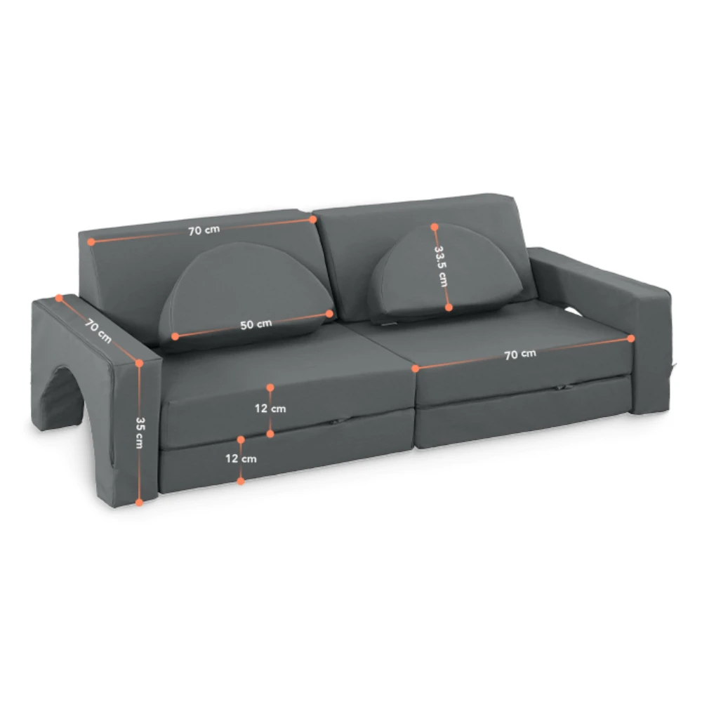 10 dalių modulinė sofa vaikams Eko oda, Pilka