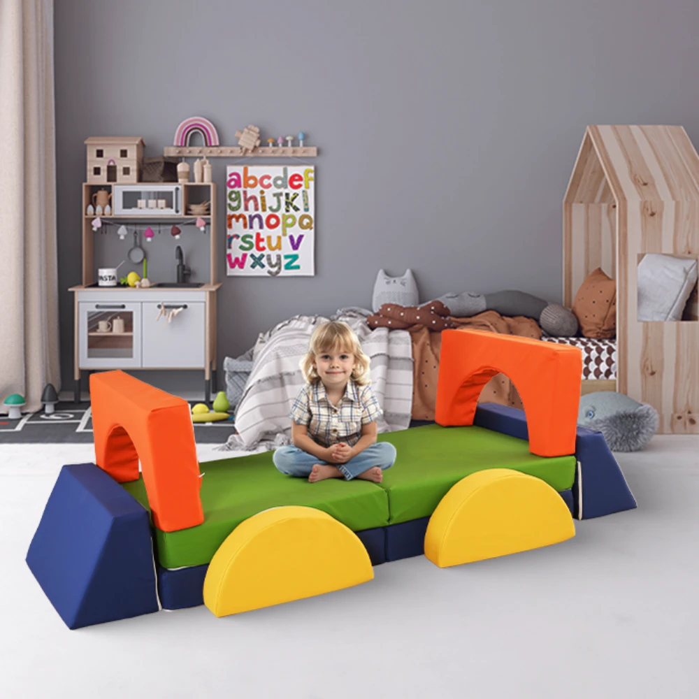 10 dalių modulinė sofa vaikams Eko oda, Įvairiaspalvė
