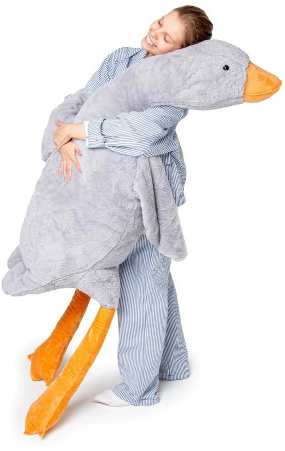 Didelė pliušinė žąsis 190cm Pilka