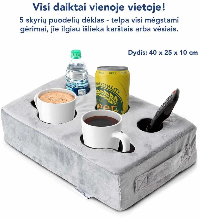 Minkštas puodelių dėklas su rankena