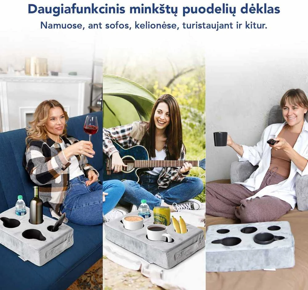 Minkštas puodelių dėklas su rankena