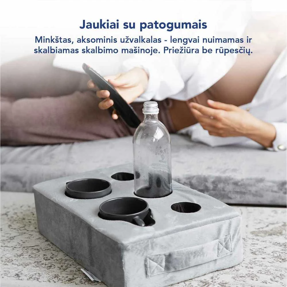 Minkštas puodelių dėklas su rankena