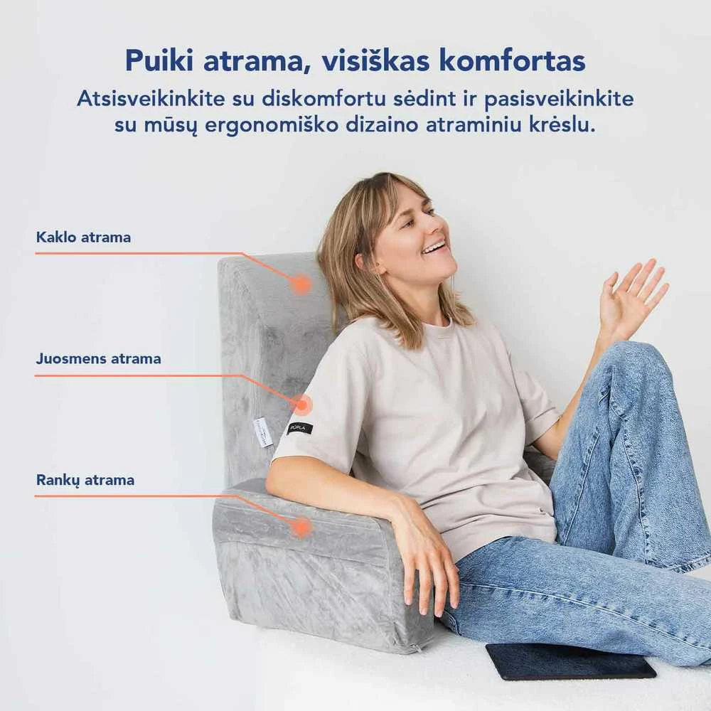 Ortopedinis atraminis fotelis ir pagalvė