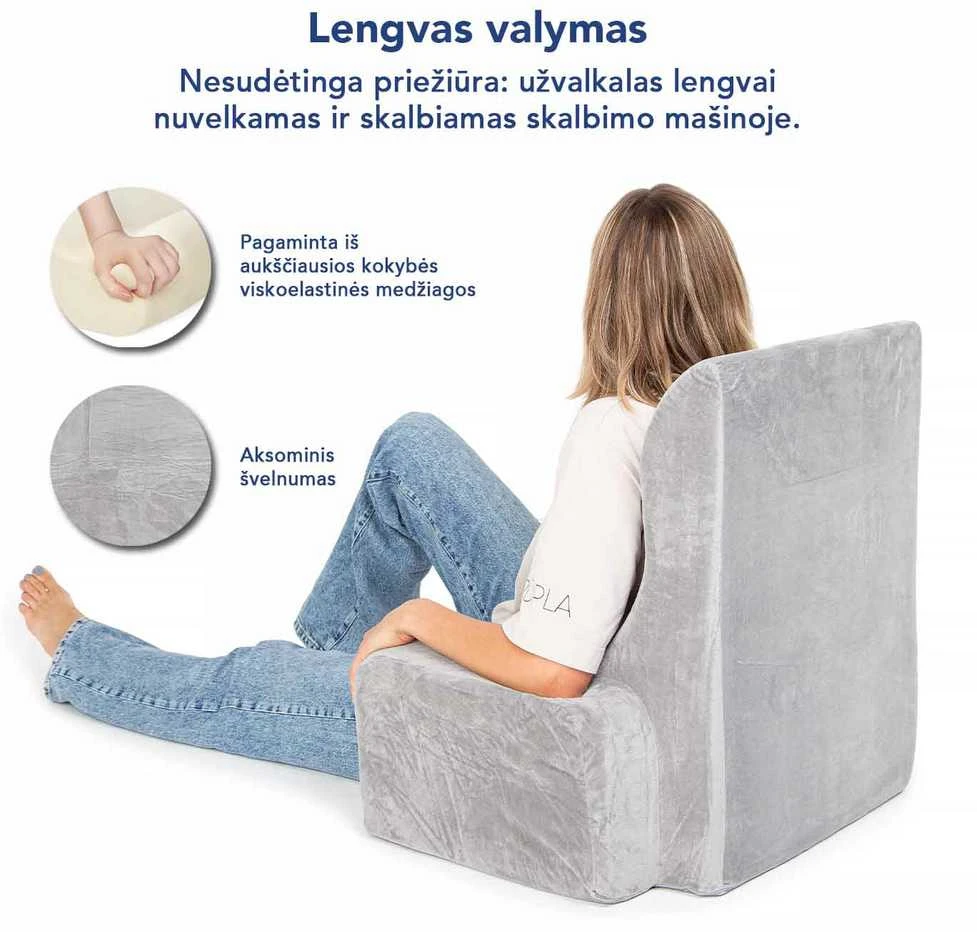 Ortopedinis atraminis fotelis ir pagalvė