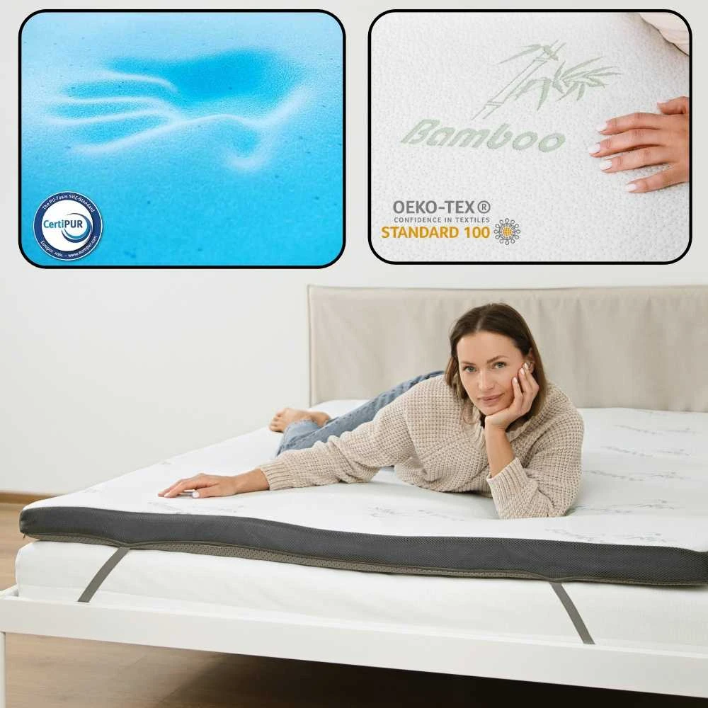Čiužinys Premium Komforto Antčiužinis - 160x200 cm Gelinis su bambuko užvalkalu