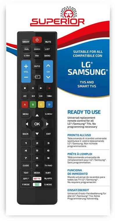 Universalus nuotolinio valdymo pultas, skirtas išmaniesiems LG ir Samsung televizoriams