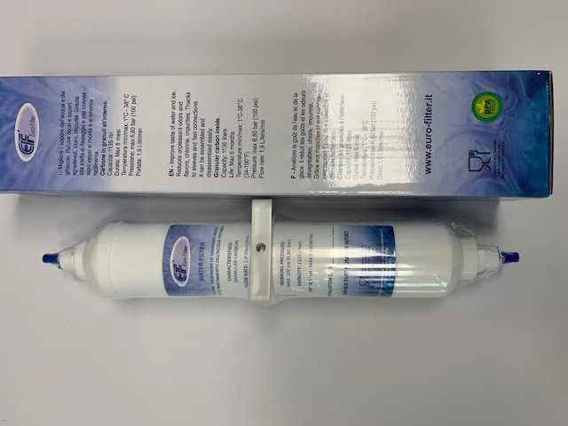 Vandens filtras šaldytuvui, jungtis 6.35mm (1/4"), analogas SAMSUNG /GE /WHIRLPOOL /LG /LIEBHERR /HAIER. EUROFILTER WF001