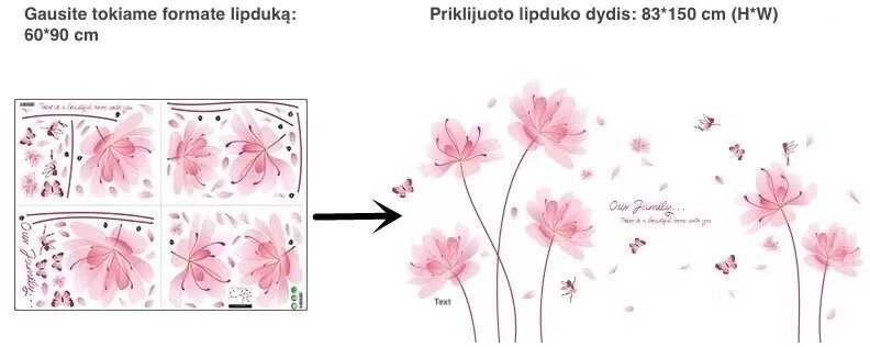 Interjero lipdukas Rožinės gėlės