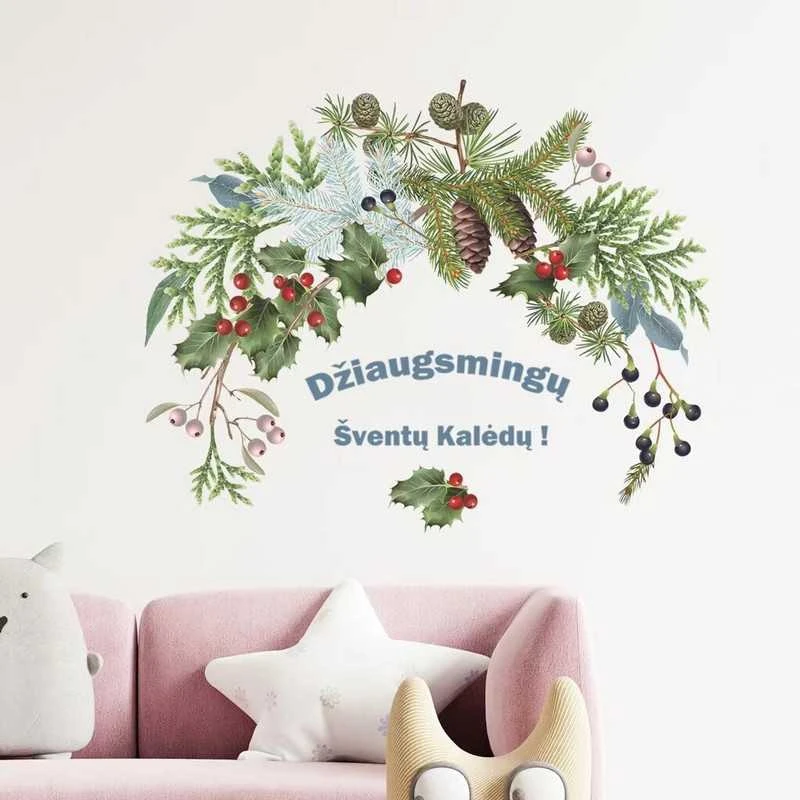 Kalėdinė durų dekoracija - sienų lipdukas Vainikas