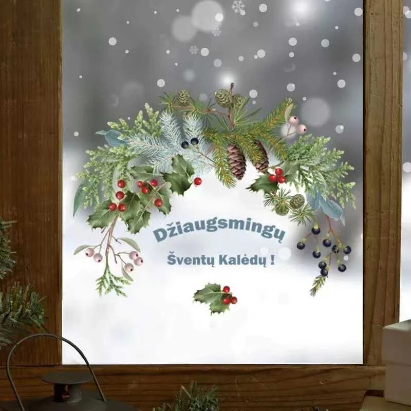 Kalėdinė durų dekoracija - sienų lipdukas Vainikas