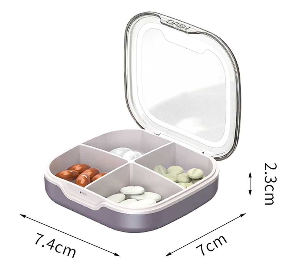 Vaistų vitaminų dėžutė, 4 skyriai