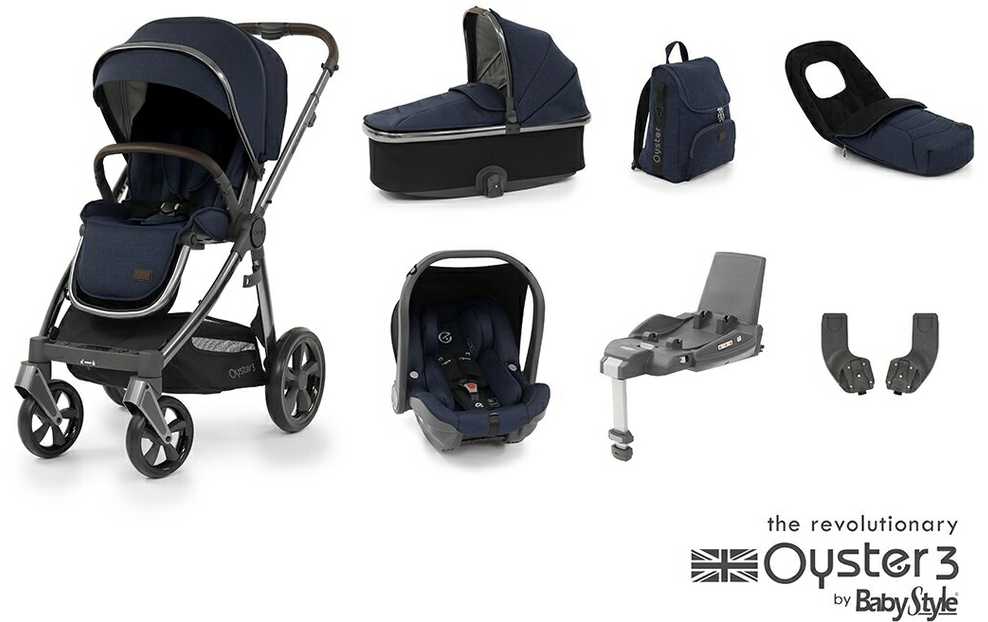 BabyStyle Oyster 3 stilingas vaikiškas vežimėlis | tamsiai mėlynos spalvos "Twilight"