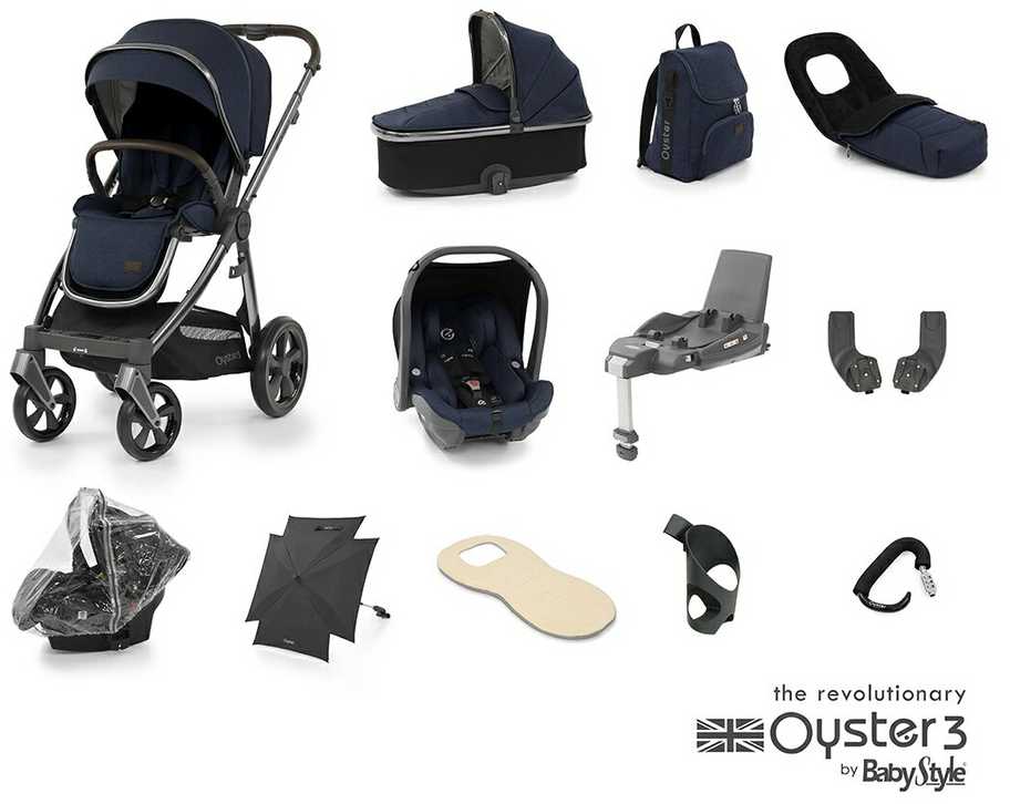 BabyStyle Oyster 3 stilingas vaikiškas vežimėlis | tamsiai mėlynos spalvos "Twilight"