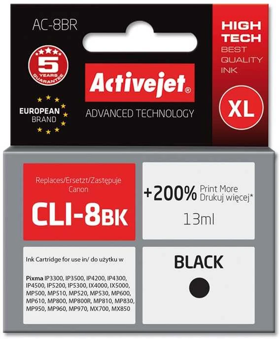 Activejet ACC-8BN rašalas, skirtas Canon spausdintuvams, pakeičia Canon CLI-8Bk