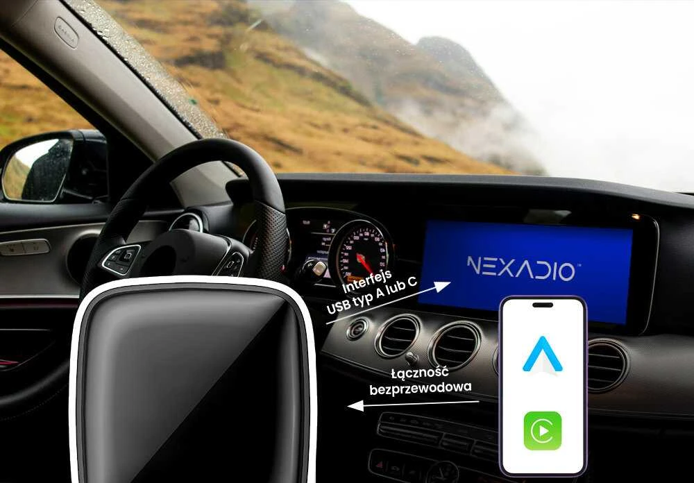 Automagnetola Baltan „Nexadio SB100“ „Android Auto“ ir „CarPlay“ adapteris