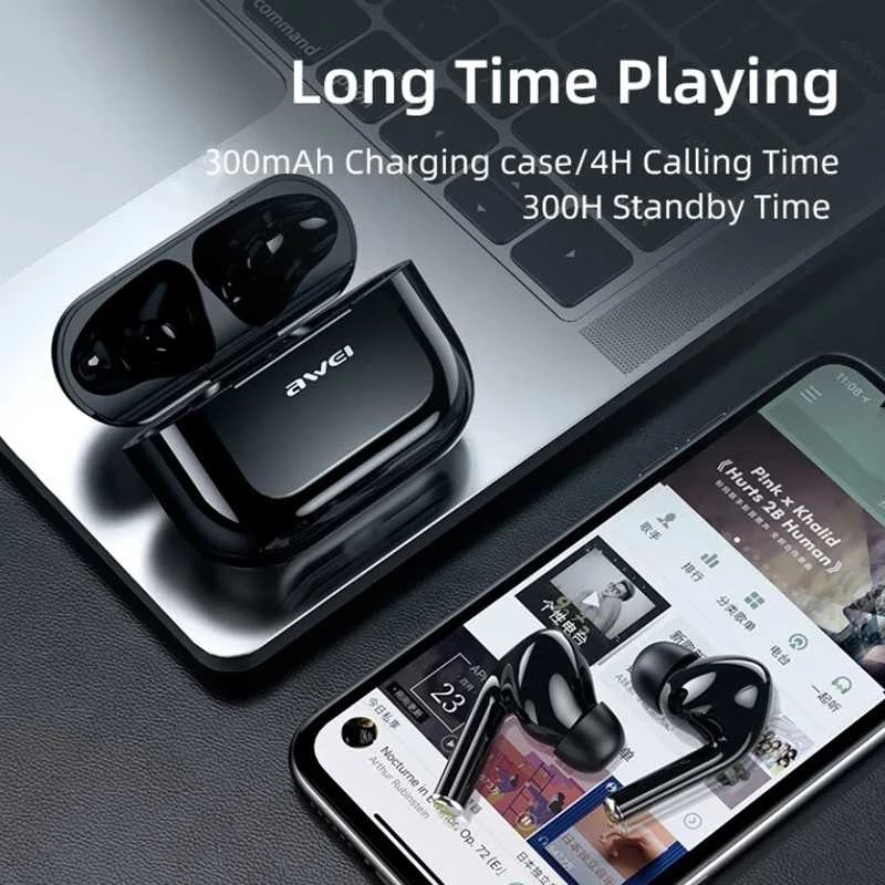 AWEI Bluetooth 5.0 T29 TWS ausinės + docking station juodos spalvos