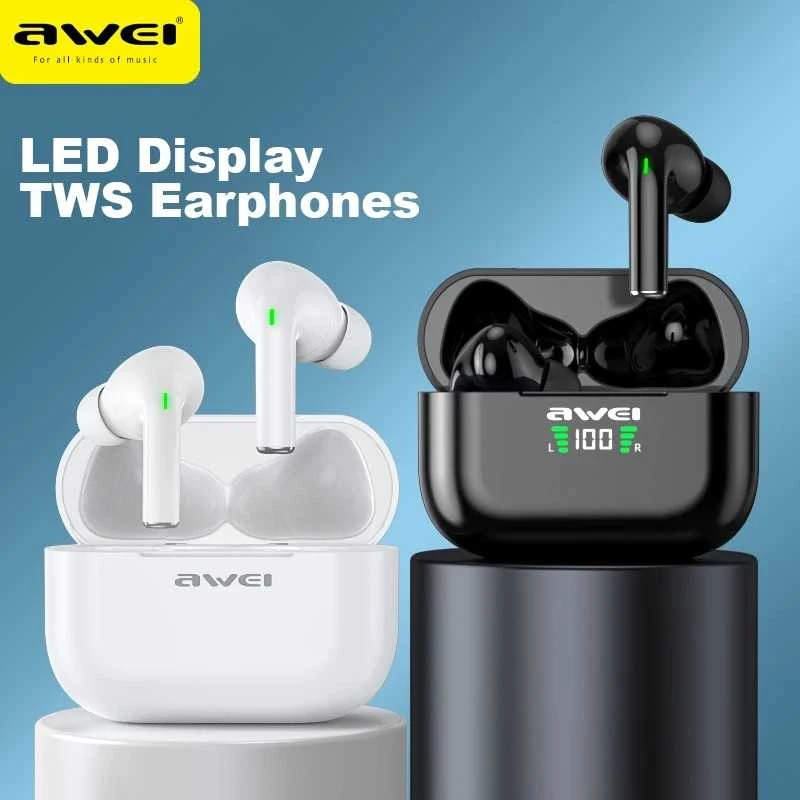 AWEI Bluetooth 5.0 T29 TWS ausinės + docking station juodos spalvos