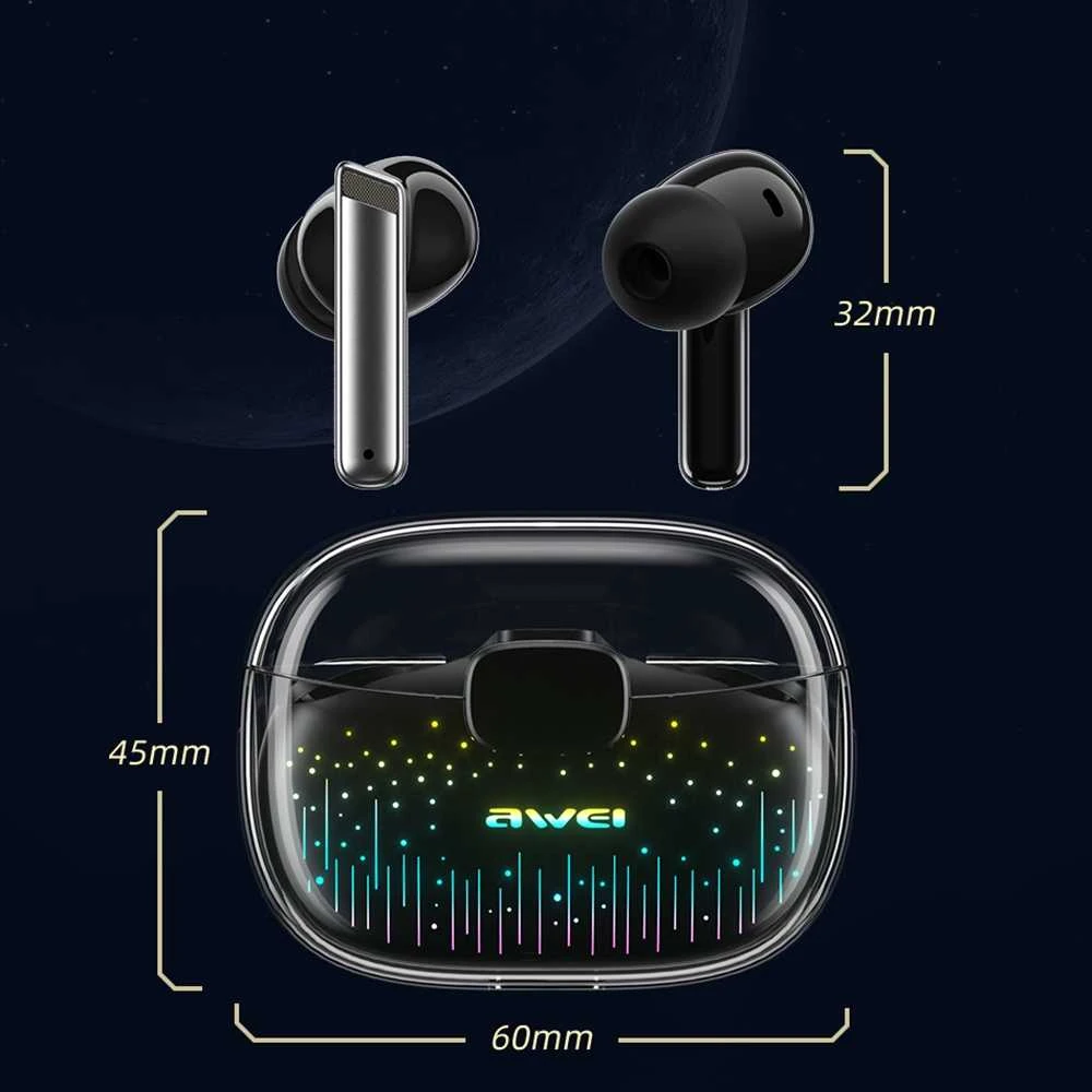 AWEI Bluetooth 5.3 T52 Pro2TWS ausinės + docking station juodos spalvos