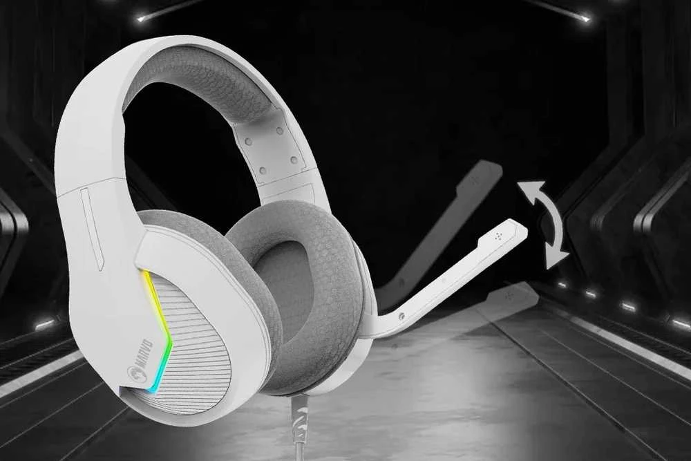 MARVO H8618 WH Tactic 40 RGB Laidinės žaidimų ausinės | USB | Baltos